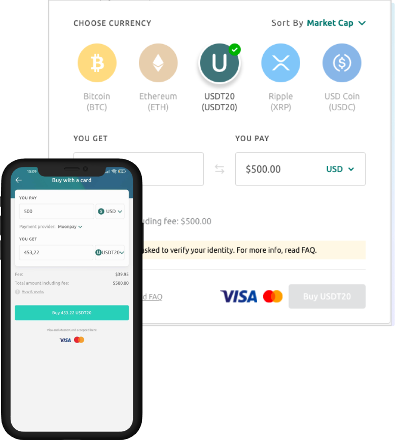buy USDT with credit card low fee