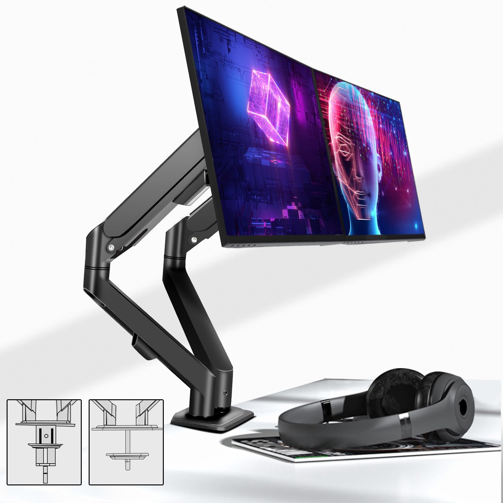 Dual Monitor Stand for Coding and Monitoring