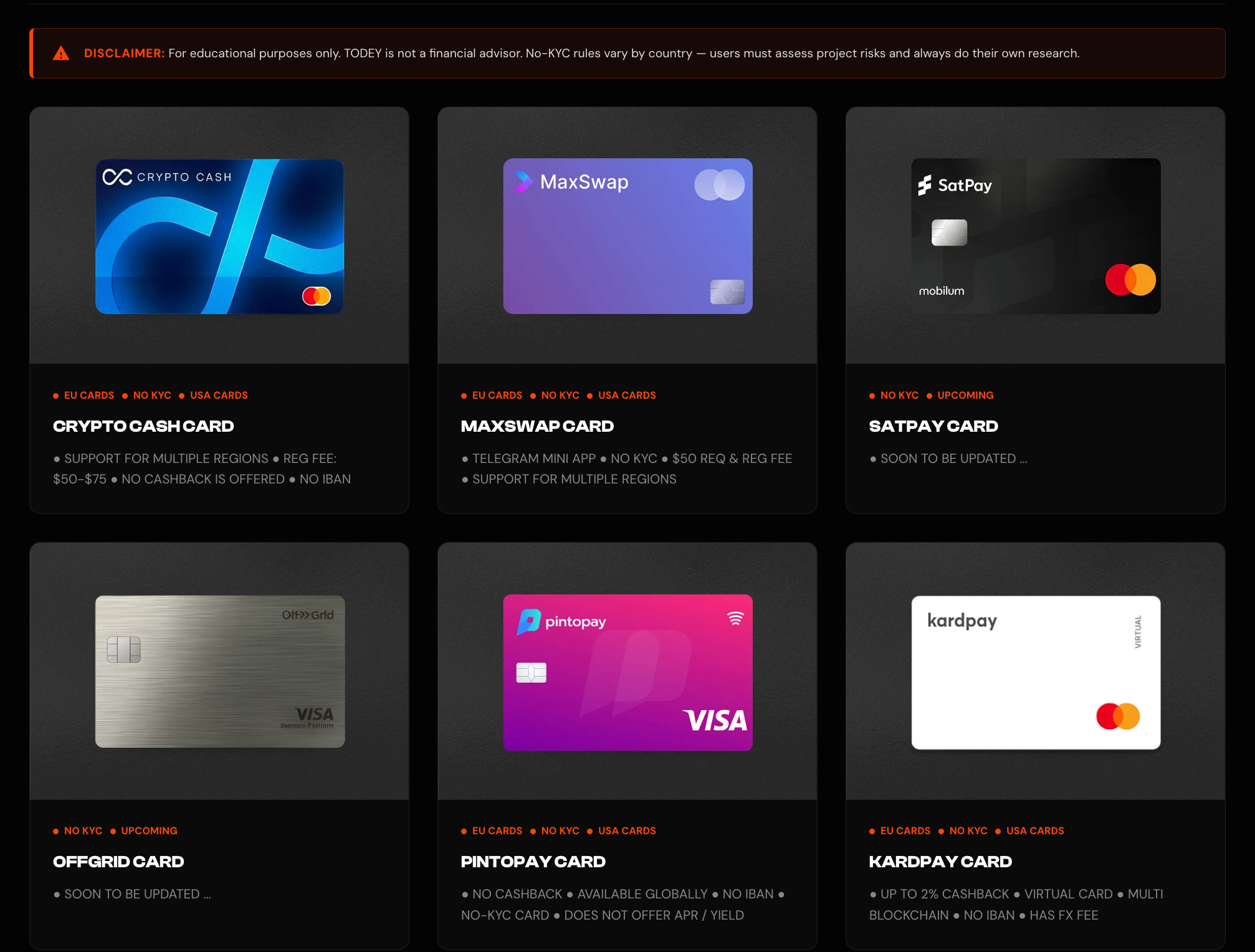 no KYC crypto card