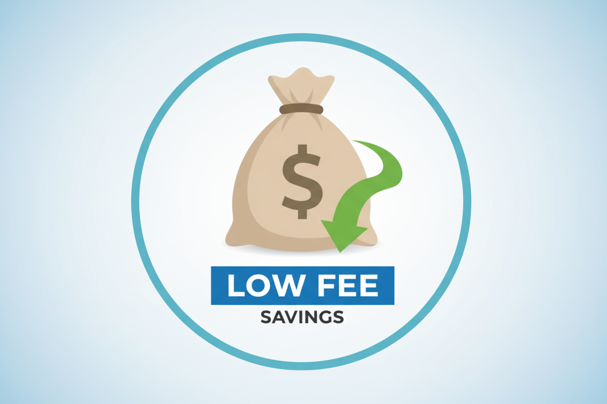 low fee savings money bag icon